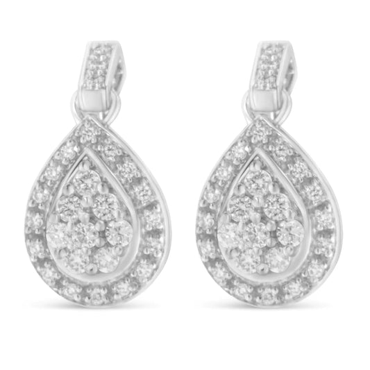 10k White Gold Round Cut Diamond Earrings (0.75 cttw, H-I Color, I1-I2 Clarity) WEM Support (www.WEM.support)
