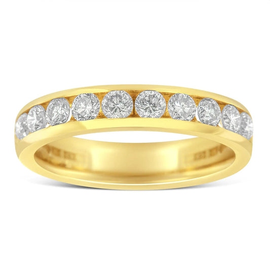 18K Yellow Gold Diamond Wedding Band Ring (1 Cttw, H-I Color, SI2-I1 Clarity) WEM Support (www.WEM.support)