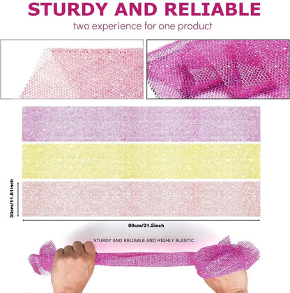 3 Piece Bright Style African exfoliating net Exfoliating Shower Set Long Bath Sponges for Smooth, Refreshed Skin, The Exterior Gleams - Ideal for Daily Use (Bright Yellow, Pink, Purple) Bright Yellow,Pink,Purple My Store