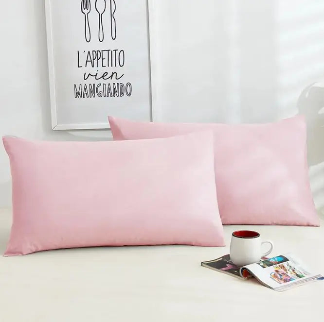 A Pair Of Pure Color Cotton Pillowcases WEM Support (www.WEM.support)