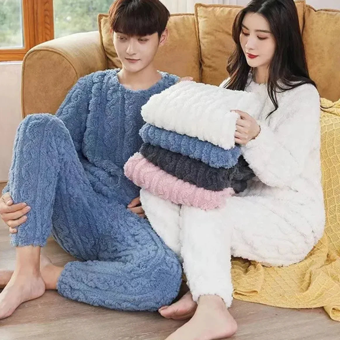 Winter Coral Velvet Pajama Set WEM Support (www.WEM.support)