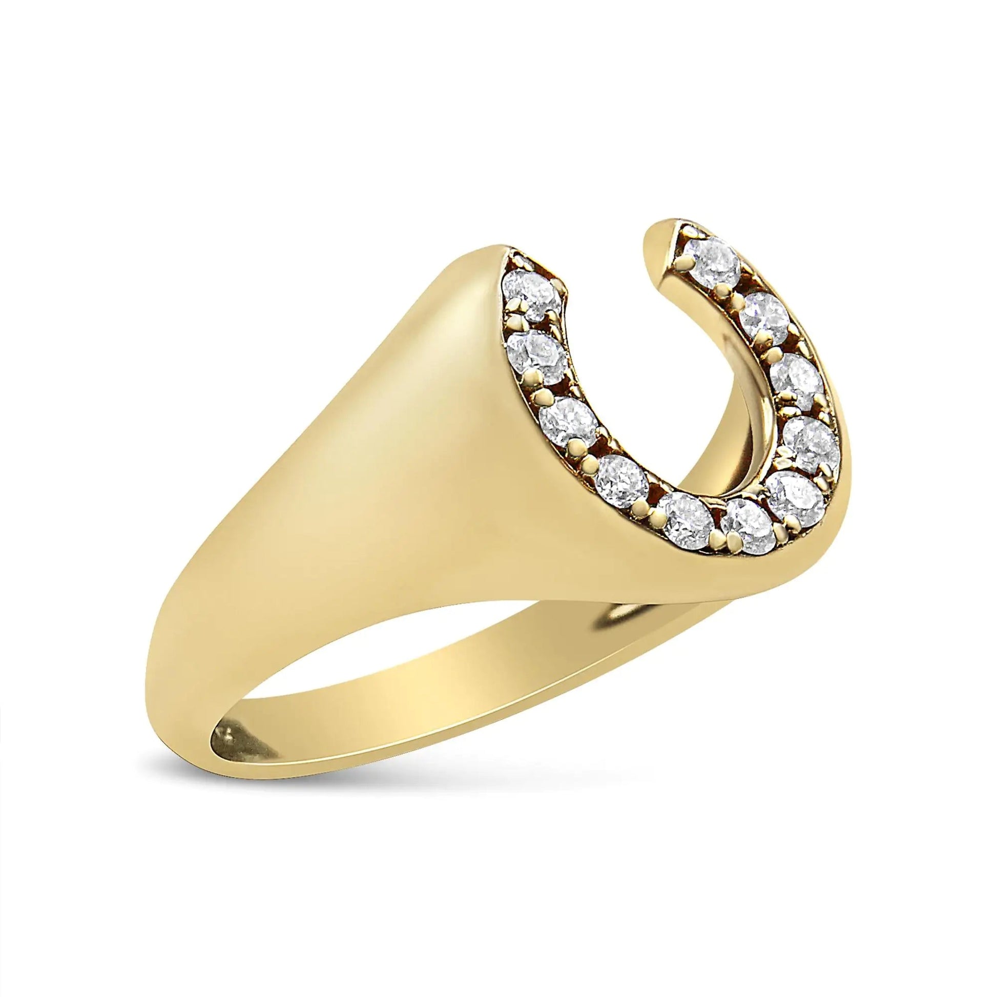 10K Yellow Gold 1/3 Cttw Round-Cut Diamond Men's Horseshoe Ring (H-I Color, VS1-VS2 Clarity) WEM Support (www.WEM.support)