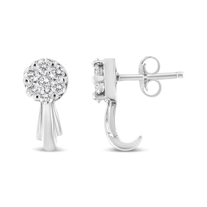 14K Gold 3/4 Cttw Diamond Floral Cluster Drop and Dangle Stud Earrings (H-I Color, I1-I2 Clarity) WEM Support (www.WEM.support)