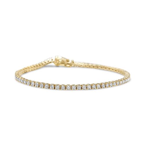 14K Yellow Gold 3.0 Cttw 4 Prong Set Round Brilliant Cut Diamond Classic Tennis Bracelet ( J-K Color, VVS2-VS1 Clarity) - 7.25 " Inches WEM Support (www.WEM.support)