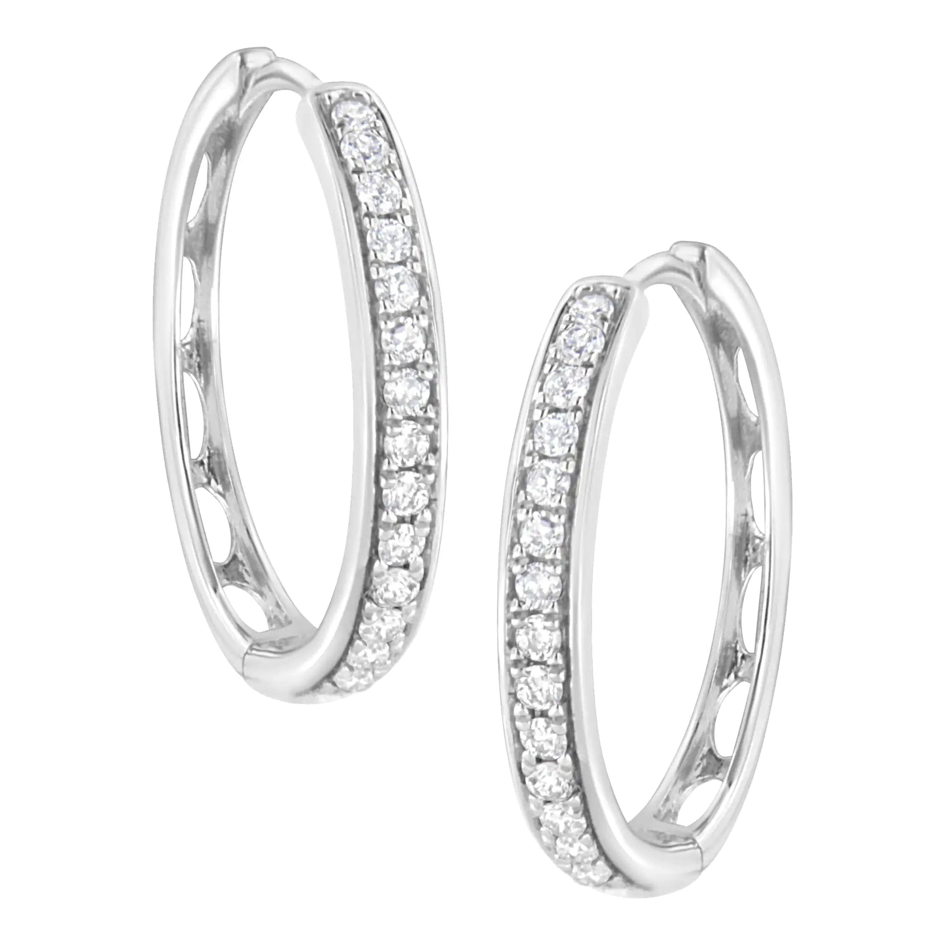 .925 Sterling Silber 1/2 Karat Laborgezüchtete Diamant-Creolen (F-G Farbe, VS2-SI1 Reinheit) WEM Support (www.WEM.support)