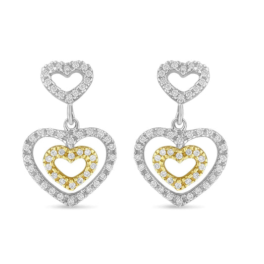 14K Two Toned 1/2 cttw Round Cut Diamond Earrings (H-I, SI1-SI2) WEM Support (www.WEM.support)