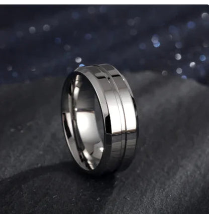 8mm Simple Groove Electroplating 18K Gold-plated Ring HejK.com