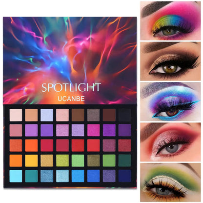UCANBE Spotlight Eyeshadow Palette Professional 40 Color Eye Shadow Matte Shimmer Makeup Pallet Highly Pigmented Colorful Powder Long Lasting Waterproof Eye Shadow Palette A My Store