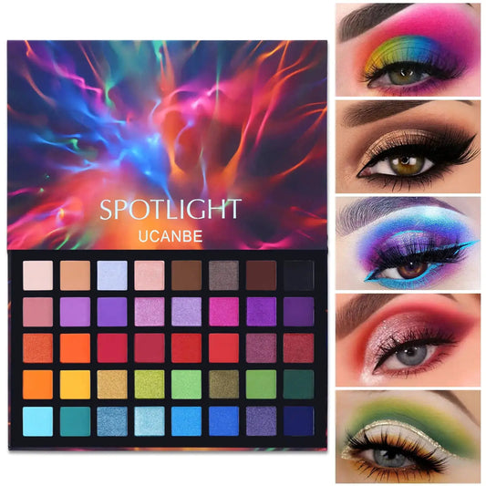 UCANBE Spotlight Eyeshadow Palette Professional 40 Color Eye Shadow Matte Shimmer Makeup Pallet Highly Pigmented Colorful Powder Long Lasting Waterproof Eye Shadow Palette A My Store