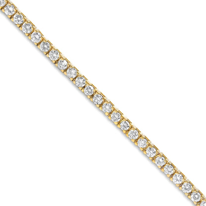 14K Yellow Gold 3.0 Cttw 4 Prong Set Round Brilliant Cut Diamond Classic Tennis Bracelet ( J-K Color, VVS2-VS1 Clarity) - 7.25 " Inches WEM Support (www.WEM.support)