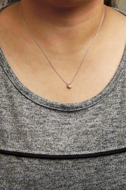 10K White Gold Diamond Accented Crescent Moon Shaped 18" Inch Pendant Necklace (H-I Color, I1-I2 Clarity) WEM Support (www.WEM.support)