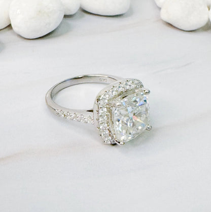 5 Carat Cushion Cut Moissanite Ring WEM Support (www.WEM.support)
