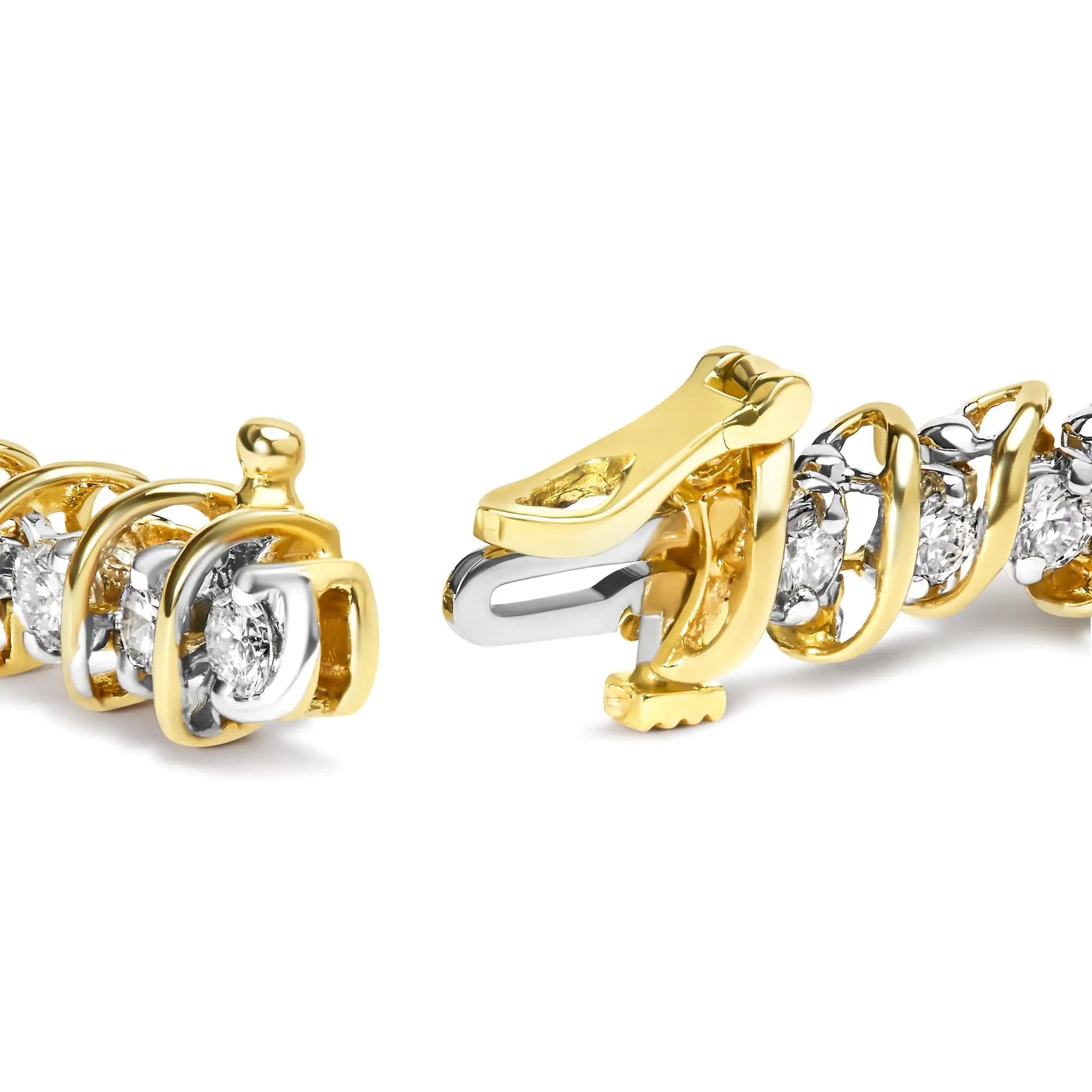 18K Yellow Gold 4.0 Cttw Round-Cut Diamond S-Link 7" Inch Tennis Bracelet (I-J Color, SI1-SI2 Clarity) WEM Support (www.WEM.support)