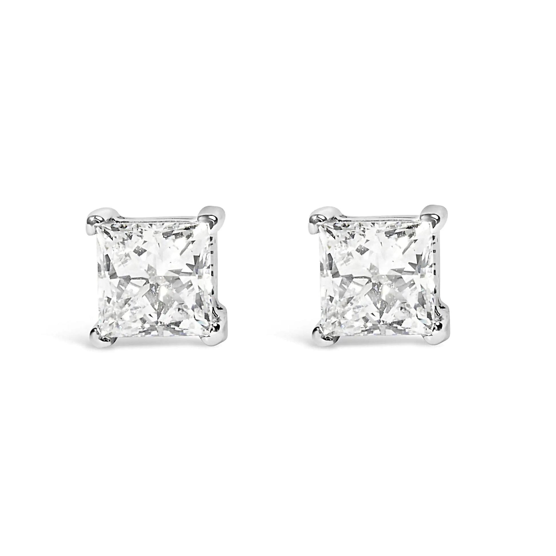 14K Weißgold 3/8 Karat Laborgezüchtete Princess-Cut Diamant Solitär Ohrstecker mit 4-Krappenfassung (VS1-VS2 Reinheit, F-G Farbe) WEM Support (www.WEM.support)