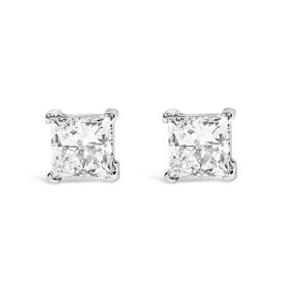 14K Weißgold 3/8 Karat Laborgezüchtete Princess-Cut Diamant Solitär Ohrstecker mit 4-Krappenfassung (VS1-VS2 Reinheit, F-G Farbe) WEM Support (www.WEM.support)