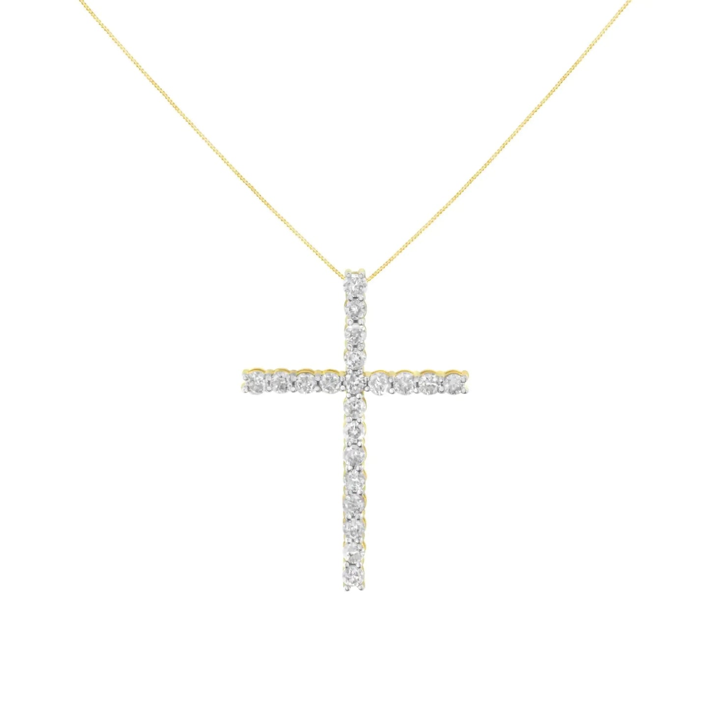 10K Yellow Gold Plated .925 Sterling Silver 4.0 Cttw Round Cut Diamond Cross Pendant Necklace (J-K Color, I1-I2 Clarity) - 18" WEM Support (www.WEM.support)