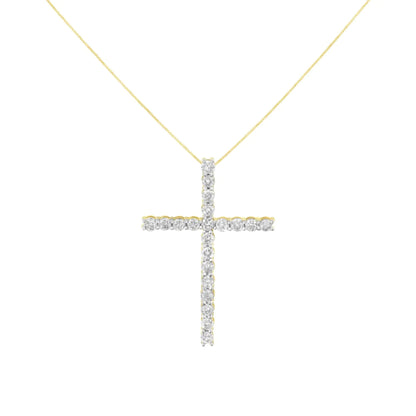 10K Yellow Gold Plated .925 Sterling Silver 4.0 Cttw Round Cut Diamond Cross Pendant Necklace (J-K Color, I1-I2 Clarity) - 18" WEM Support (www.WEM.support)
