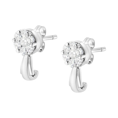 14K Gold 3/4 Cttw Diamond Floral Cluster Drop and Dangle Stud Earrings (H-I Color, I1-I2 Clarity) WEM Support (www.WEM.support)