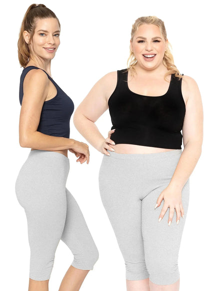 Women's and Plus Size Knee-Length and Ankle Length Leggings | X-Small- 7X Adult Knee Length Small Heather Gray My Store