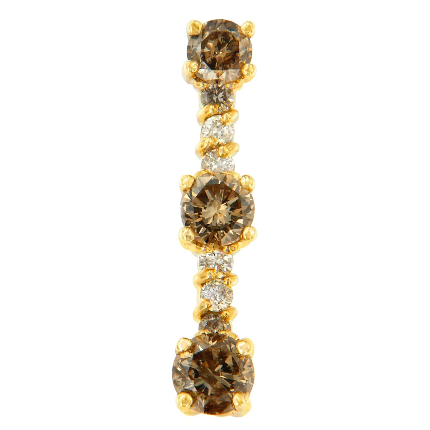 14K Yellow Gold 1 cttw White and Champagne Round Cut Diamond Drop Pendant Necklace (I-J, I1-I2) WEM Support (www.WEM.support)