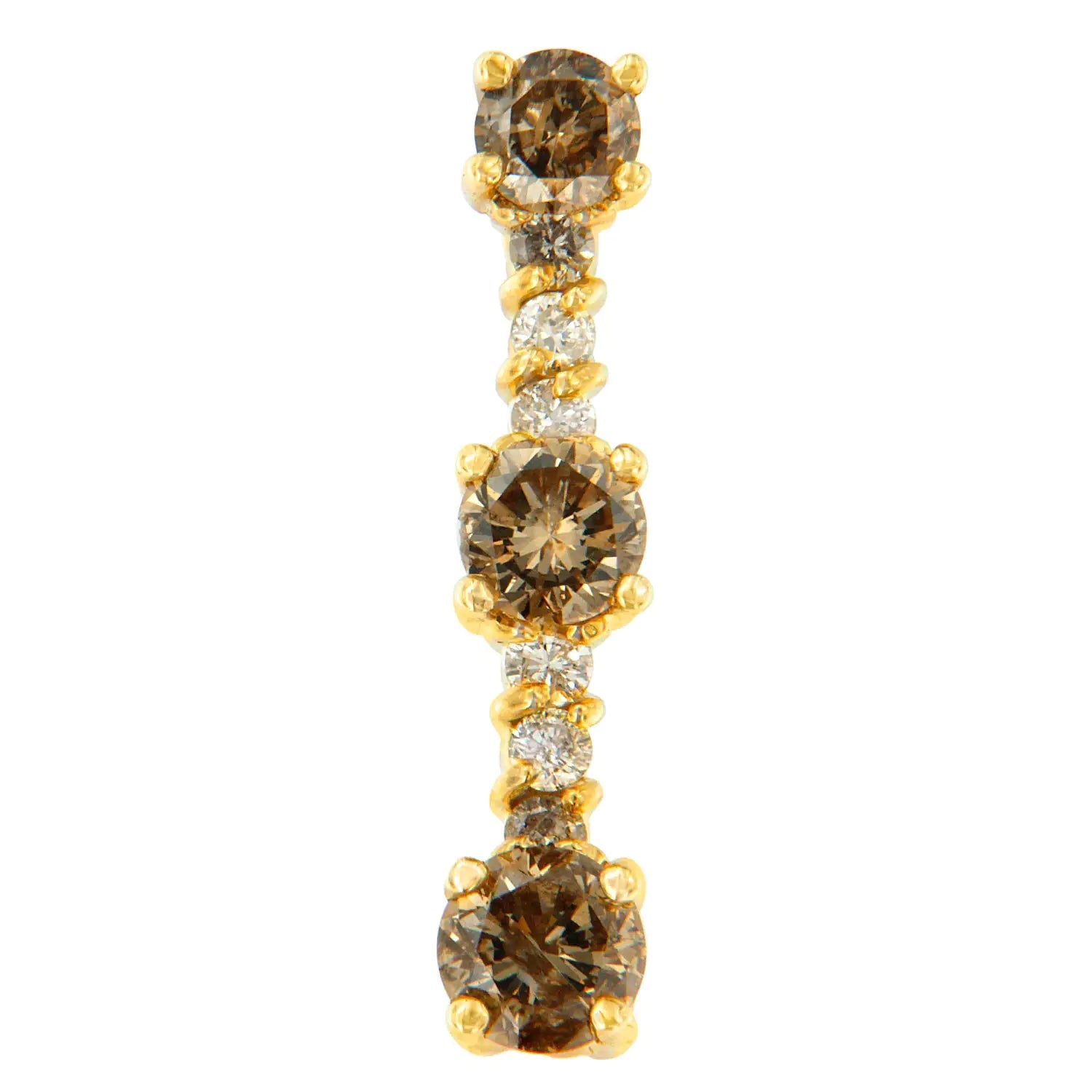 14K Yellow Gold 1 cttw White and Champagne Round Cut Diamond Drop Pendant Necklace (I-J, I1-I2) WEM Support (www.WEM.support)