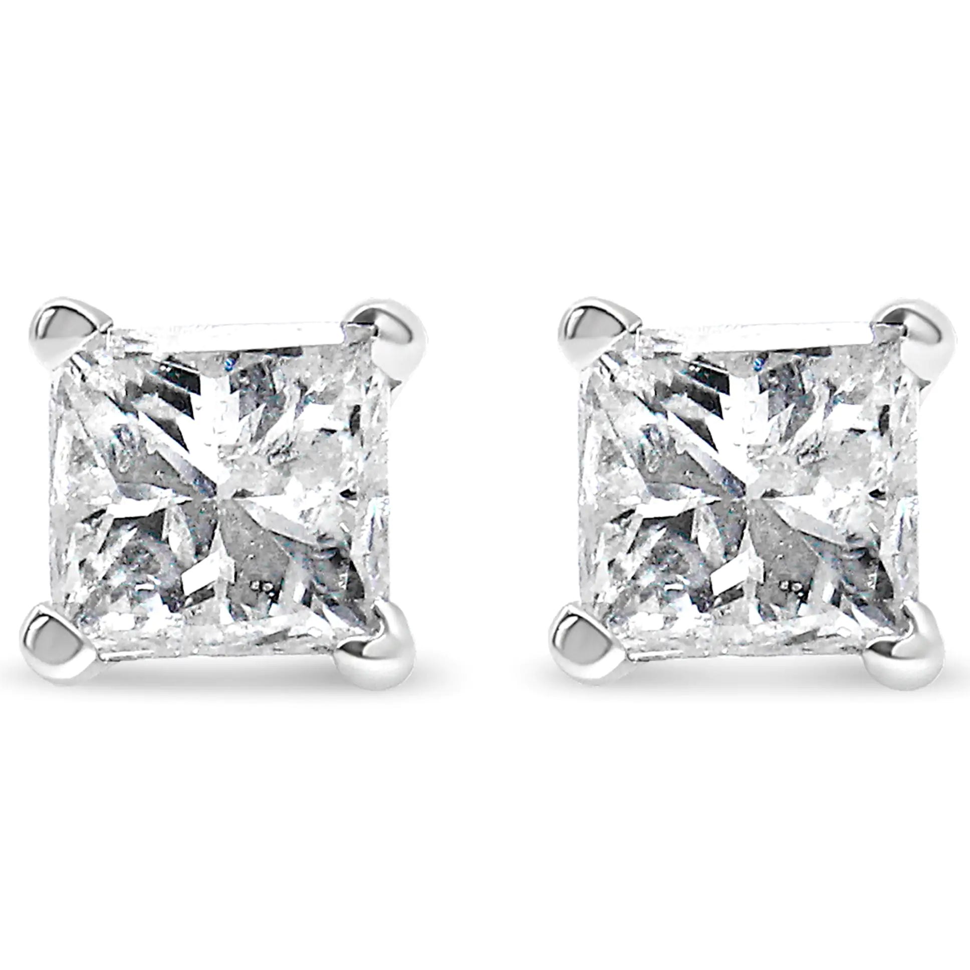 14K Weißgold 3/8 Karat Laborgezüchtete Princess-Cut Diamant Solitär Ohrstecker mit 4-Krappenfassung (VS1-VS2 Reinheit, F-G Farbe) WEM Support (www.WEM.support)