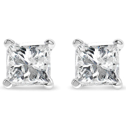 14K Weißgold 3/8 Karat Laborgezüchtete Princess-Cut Diamant Solitär Ohrstecker mit 4-Krappenfassung (VS1-VS2 Reinheit, F-G Farbe) WEM Support (www.WEM.support)