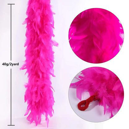 THARAHT 19 Color- 40/60/100g 2Yard Chandelle Feather Boa Dancing Wedding Party Halloween Costume Decoration Feathers boa 40g Hot Pink My Store