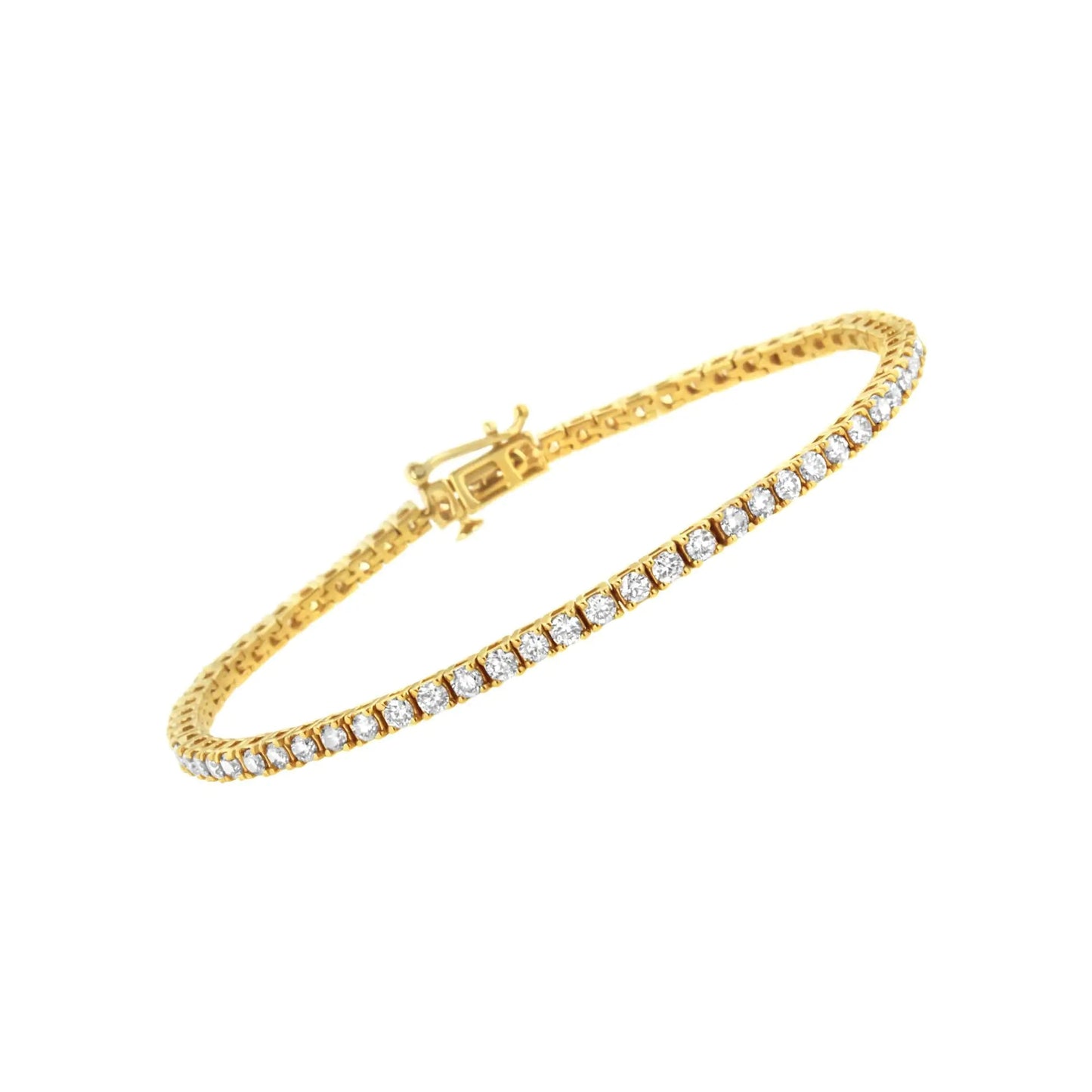 14K Yellow Gold 3.0 Cttw 4 Prong Set Round Brilliant Cut Diamond Classic Tennis Bracelet ( J-K Color, VVS2-VS1 Clarity) - 7.25 " Inches WEM Support (www.WEM.support)