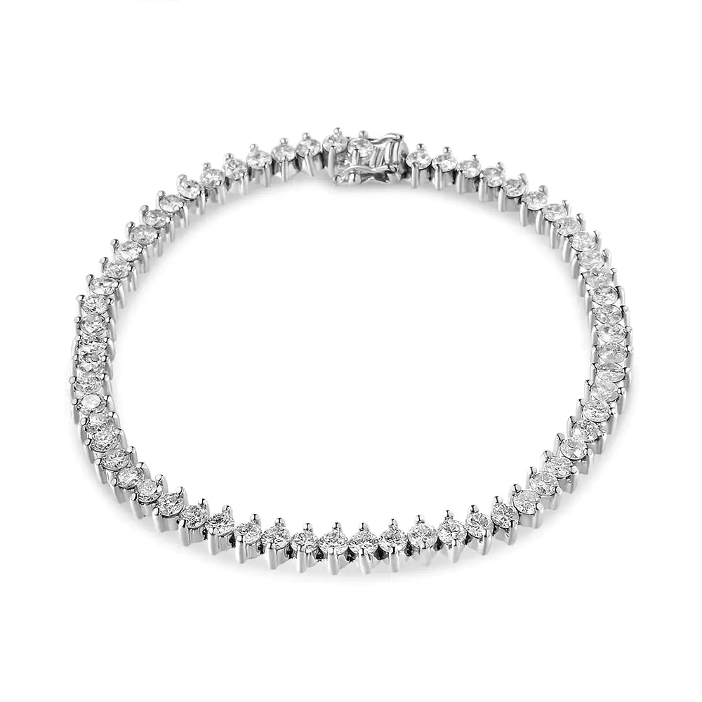 14K White Gold 5 1/2 Cttw Round Diamond 2-Prong Tennis Bracelet (H-I Color, SI2-I1 Clarity) - 7" WEM Support (www.WEM.support)