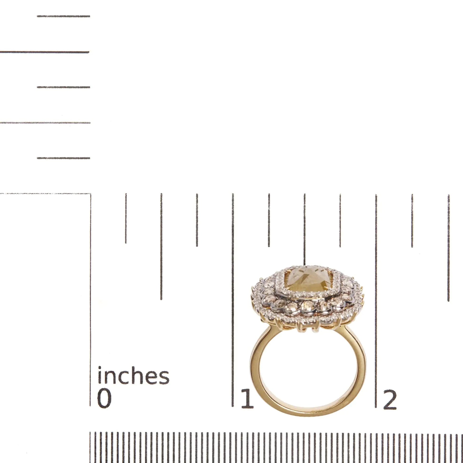14K Yellow Gold 4 1/4 Cttw Rose Cut Emerald Diamond Triple Halo Cocktail Ring (Fancy Color, I1-I2 Clarity) - Size 7 WEM Support (www.WEM.support)