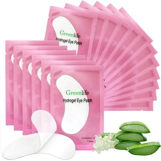 100 Pairs GreenLife Natural Hydrogel Eye Gel Pads - Collagen and Aloe Vera Patches for Under Eyes - Eyelash Extension Kit My Store