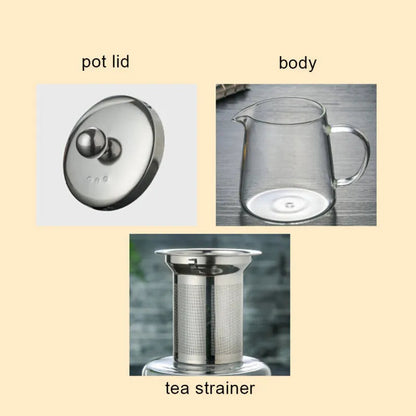 Tetera de Vidrio Transparente Resistente al Calor con Infusor para Café, Té y Hierbas HejK.com