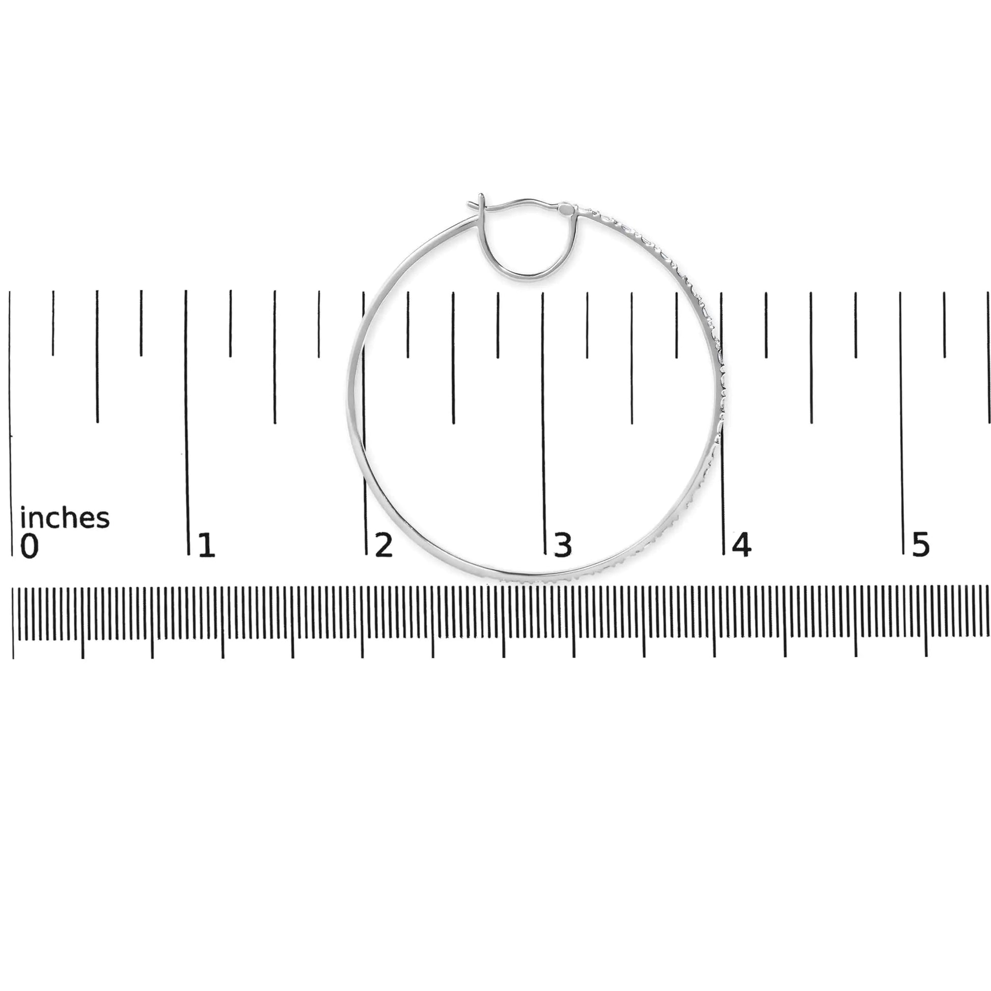 10K White Gold 1/2 Cttw Baguette and Round Alternating Diamond Hoop Earrings (I-J Color, I2-I3 Clarity) WEM Support (www.WEM.support)