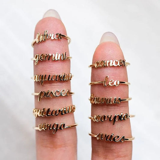 Thin Open Gold Zodiac Rings WEM Support (www.WEM.support)