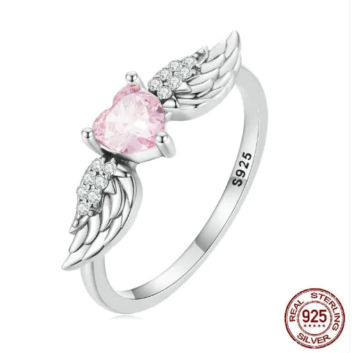 Zirkon kjærlighetsvinge ring 925 sølv-Zircon Love Wing Ring 925 Silver WEM Support (www.WEM.support)
