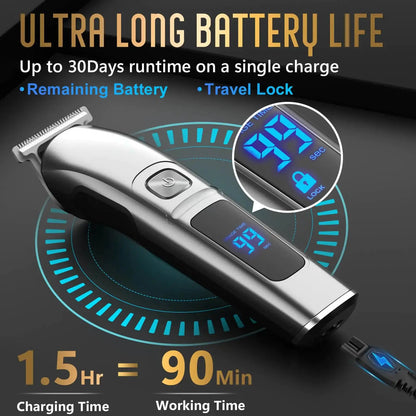 Ufree Beard Trimmer for Men, Waterproof Electric Razor for Nose, Body, Face and Mustache, Cordless Hair Clippers Shavers for Men Grooming Kit, Gifts for Men Husband Father Silver My Store