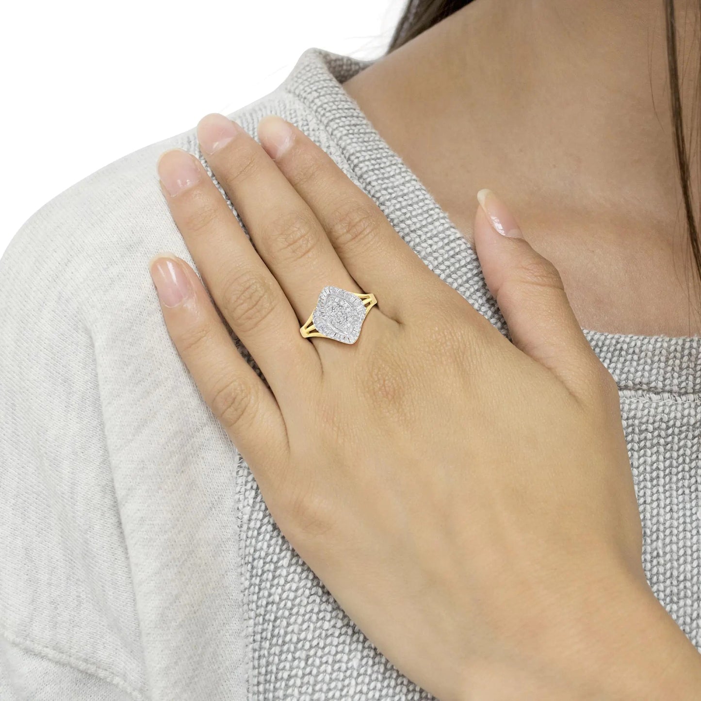 10K Yellow Gold Diamond Cocktail Ring (1/2 Cttw, J-K Color, I2-I3 Clarity) WEM Support (www.WEM.support)