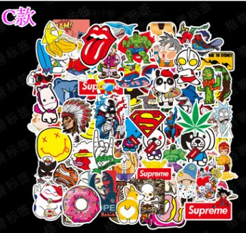 100 Peças de Adesivos de Rock Estilo Banda Retro com Grafite WEM Support (www.WEM.support)