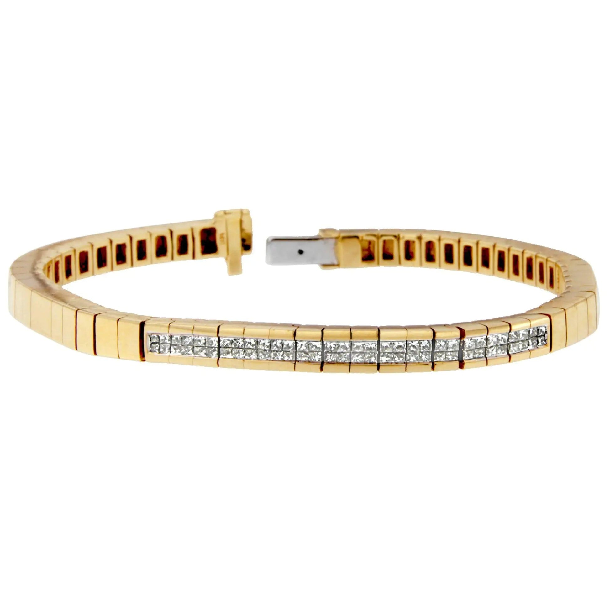 14K Yellow Gold Princess-Cut Diamond Banded Bracelet (1.10 cttw, G-H Color, SI1-SI2 Clarity) WEM Support (www.WEM.support)