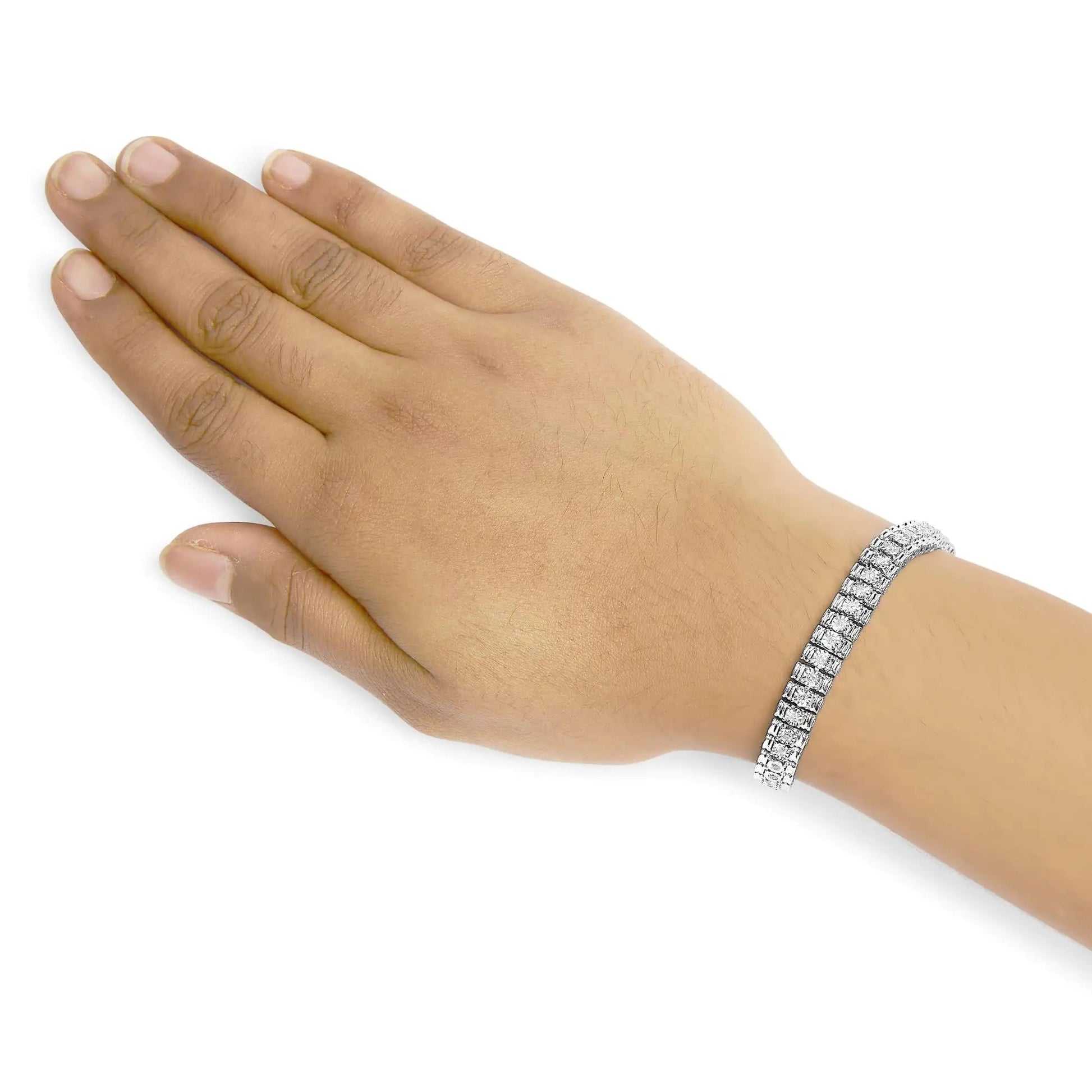 .925 Sterling Silver 1.0 Cttw Diamond Collar Line Link Bracelet (I-J Color, I1-I2 Clarity) - Size 7.25" Inches WEM Support (www.WEM.support)