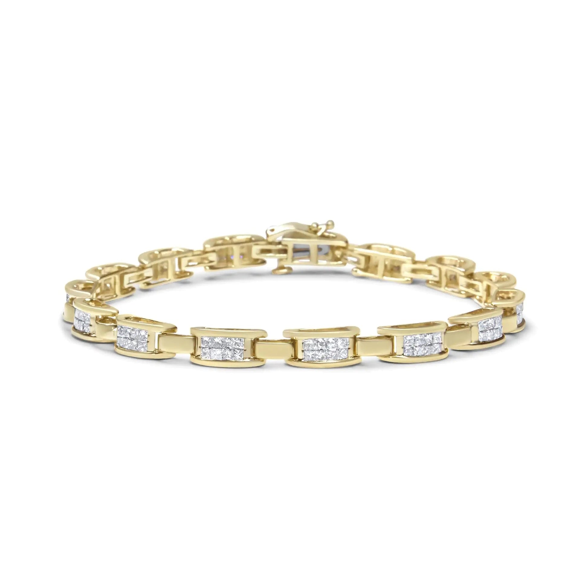 14K Yellow Gold Princess-Cut Diamond Links of Love Bracelet (2.00 cttw, H-I Color, SI2-I1 Clarity) WEM Support (www.WEM.support)