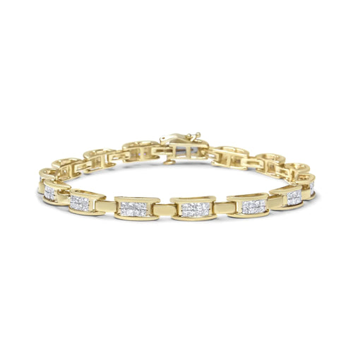 14K Yellow Gold Princess-Cut Diamond Links of Love Bracelet (2.00 cttw, H-I Color, SI2-I1 Clarity) WEM Support (www.WEM.support)