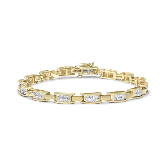 14K Yellow Gold Princess-Cut Diamond Links of Love Bracelet (2.00 cttw, H-I Color, SI2-I1 Clarity) WEM Support (www.WEM.support)