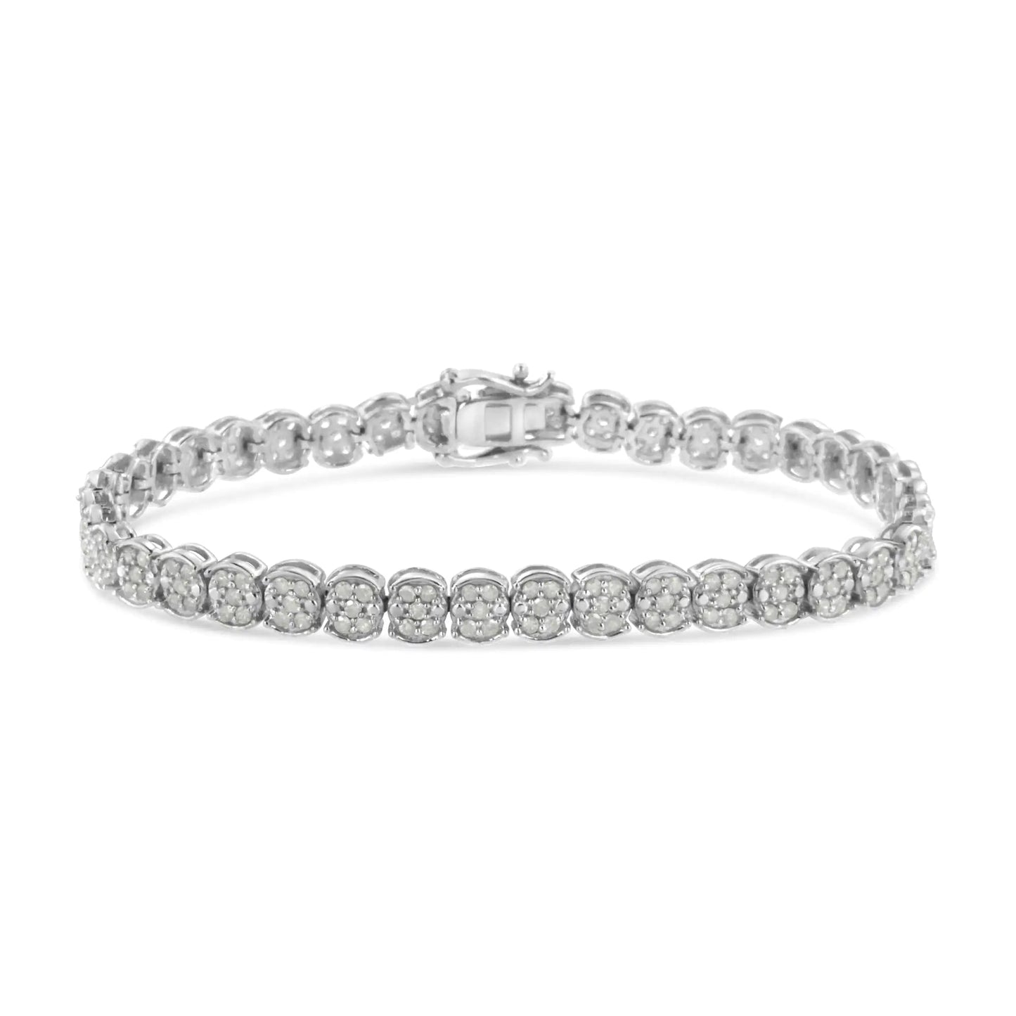 .925 Sterling Silber 2.0 Cttw Diamanten Cluster Link Armband (I-J Farbe, I2-I3 Reinheit) - Größe 7.25" WEM Support (www.WEM.support)
