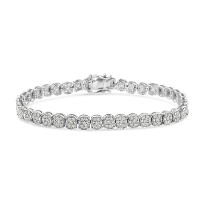 .925 Sterling Silber 2.0 Cttw Diamanten Cluster Link Armband (I-J Farbe, I2-I3 Reinheit) - Größe 7.25" WEM Support (www.WEM.support)