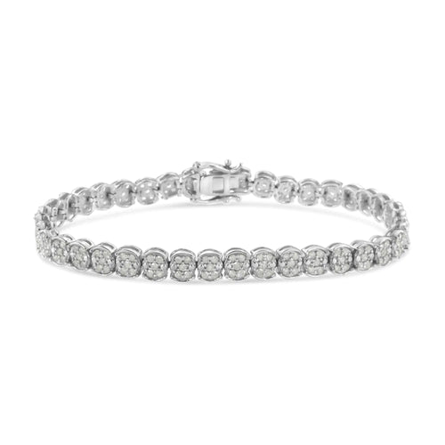 .925 Sterling Silber 2.0 Cttw Diamanten Cluster Link Armband (I-J Farbe, I2-I3 Reinheit) - Größe 7.25" WEM Support (www.WEM.support)
