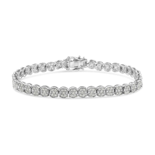 .925 Sterling Silber 2.0 Cttw Diamanten Cluster Link Armband (I-J Farbe, I2-I3 Reinheit) - Größe 7.25" WEM Support (www.WEM.support)