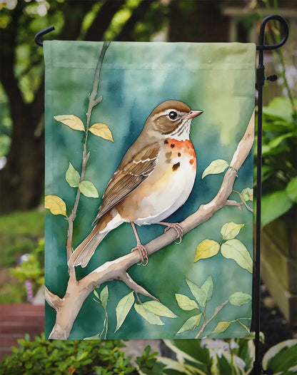 Vermont Hermit Thrush Garden Flag WEM Support (www.WEM.support)