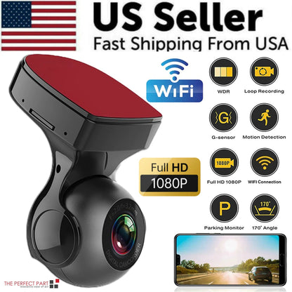 170° WiFi Dash Cam Recorder Car Camera HD 1080P Car DVR Vehicle Video G-Sensor WEM Support (www.WEM.support)